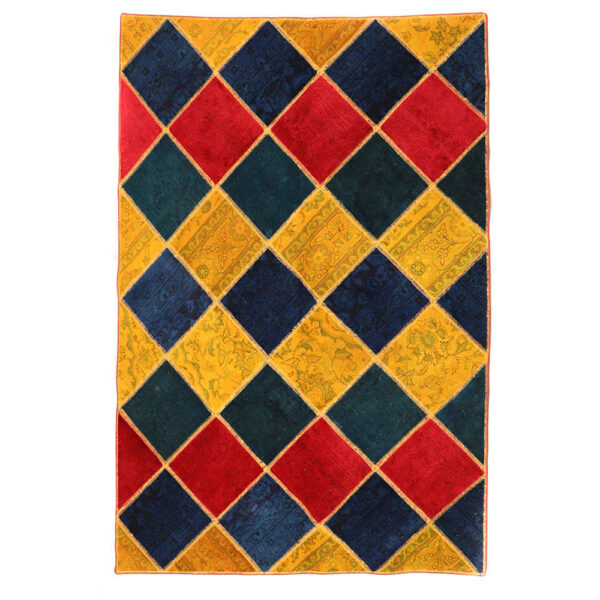 Vintage Persischer handgeknüpfter Patchwork-Teppich Narges