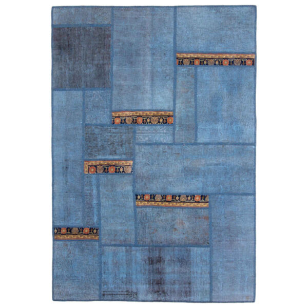 Persischer handgeknüpfter Patchwork-Teppich Ozean