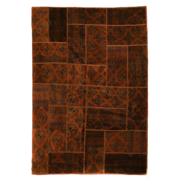 Vintage Persischer handgeknüpfter Patchwork-Teppich Dunkelrot