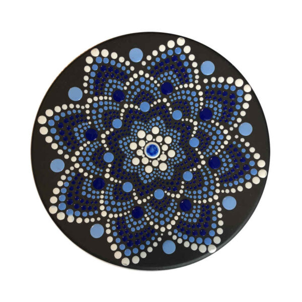 Dekorativer Keramikteller handgemalt Dot Art Meer