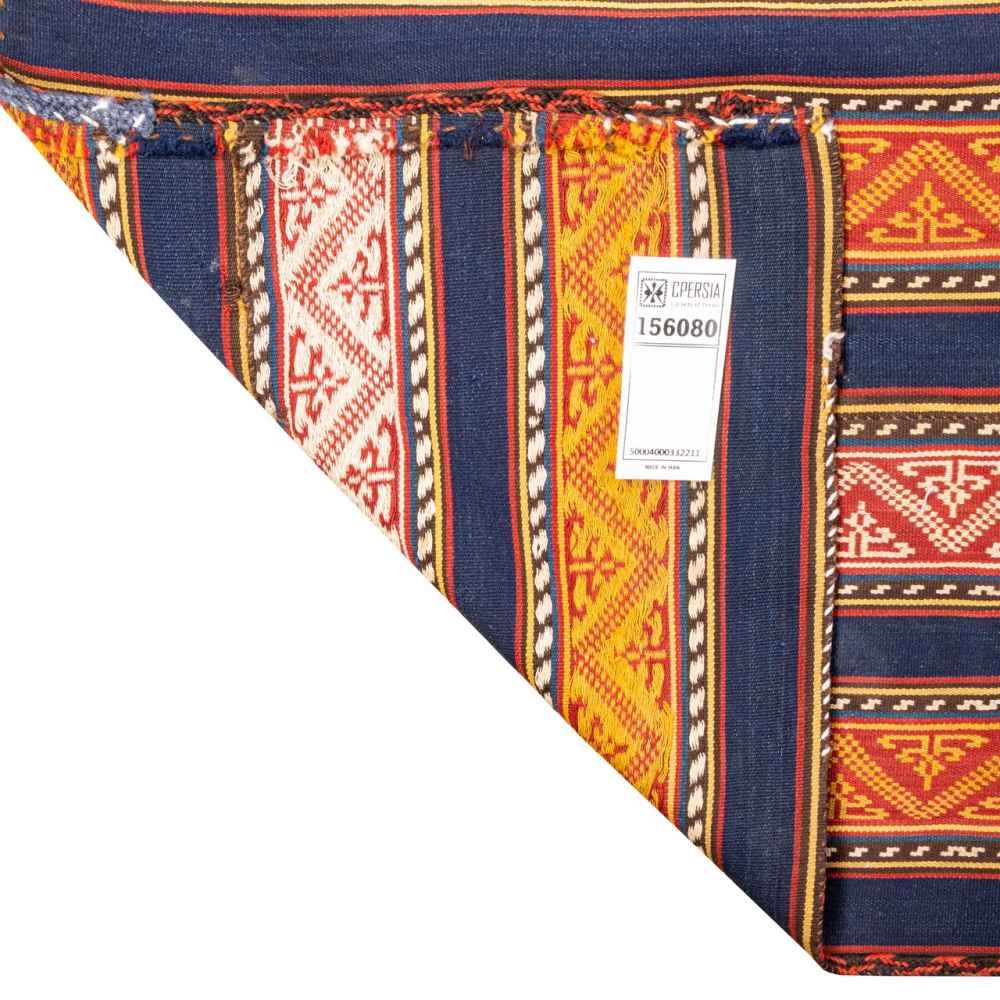 Vintage persischer Jajim flachgewebter gestreifter Teppich