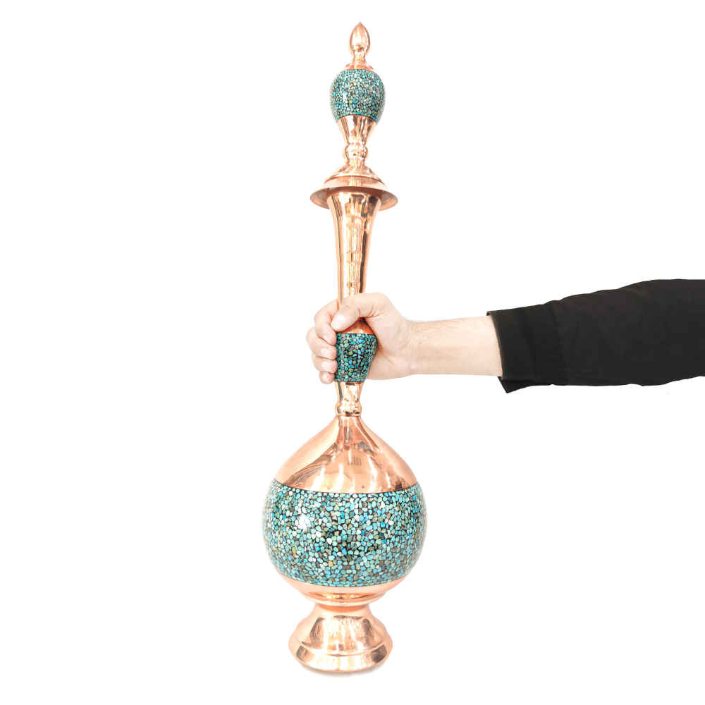 Dekorative Kupferflasche – Persisches Kunsthandwerk mit Türkis-Einlage Ozean