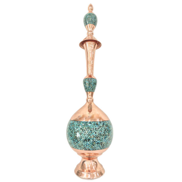 Dekorative Kupferflasche – Persisches Kunsthandwerk mit Türkis-Einlage Ozean