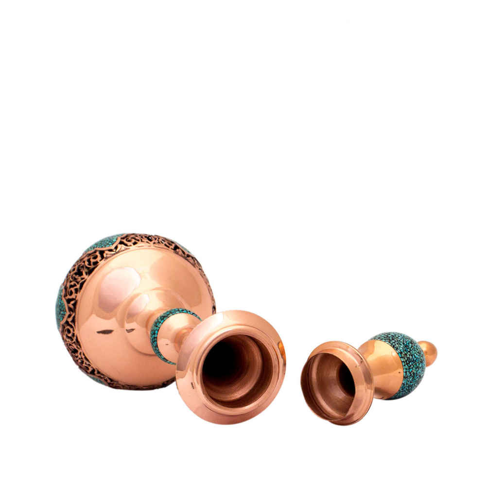 Dekorative Kupferflasche – Persisches Kunsthandwerk mit Türkis-Einlage Royal