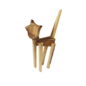 Holz-Schreibtischlampe im Novitätendesign, handgefertigt und verstellbar, Katzenfigur