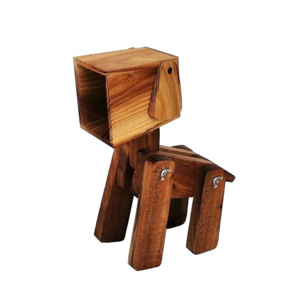 Holz-Schreibtischlampe im Novitätendesign, handgefertigt und verstellbar, Hundefigur