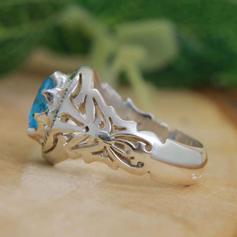 Persischer Blautopas Silberring für Herren Milad