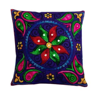 Bestickter Kissenbezug – Ozean Suzani-Design