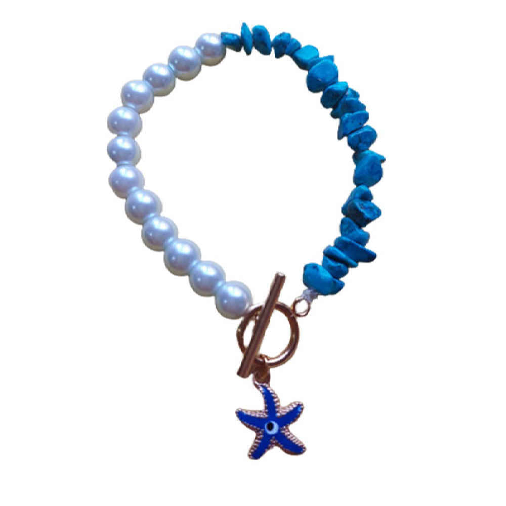 Perlenarmband für Damen – Böses Auge Koralle