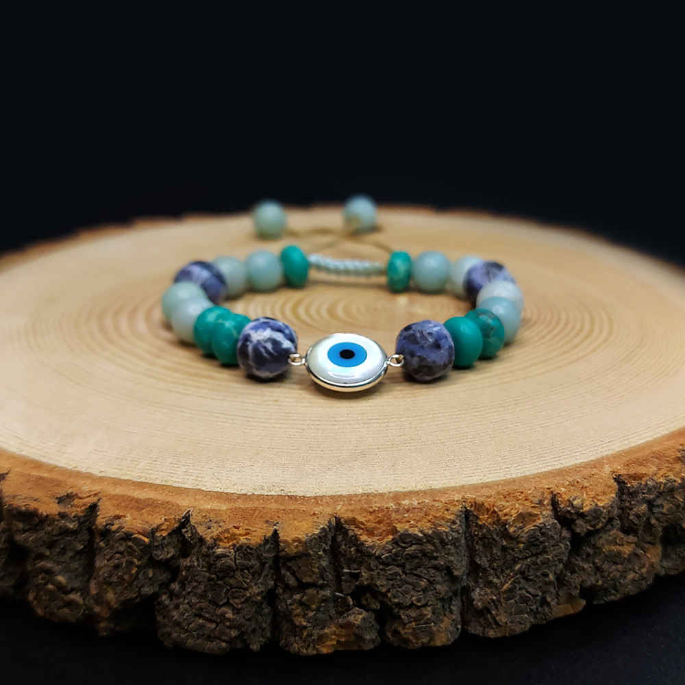 Perlenarmband für Damen – Böses Auge Design