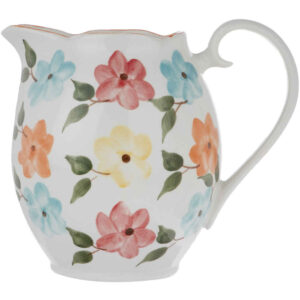 Handgefertigte Töpferkaraffe mit Blumendesign Bahar