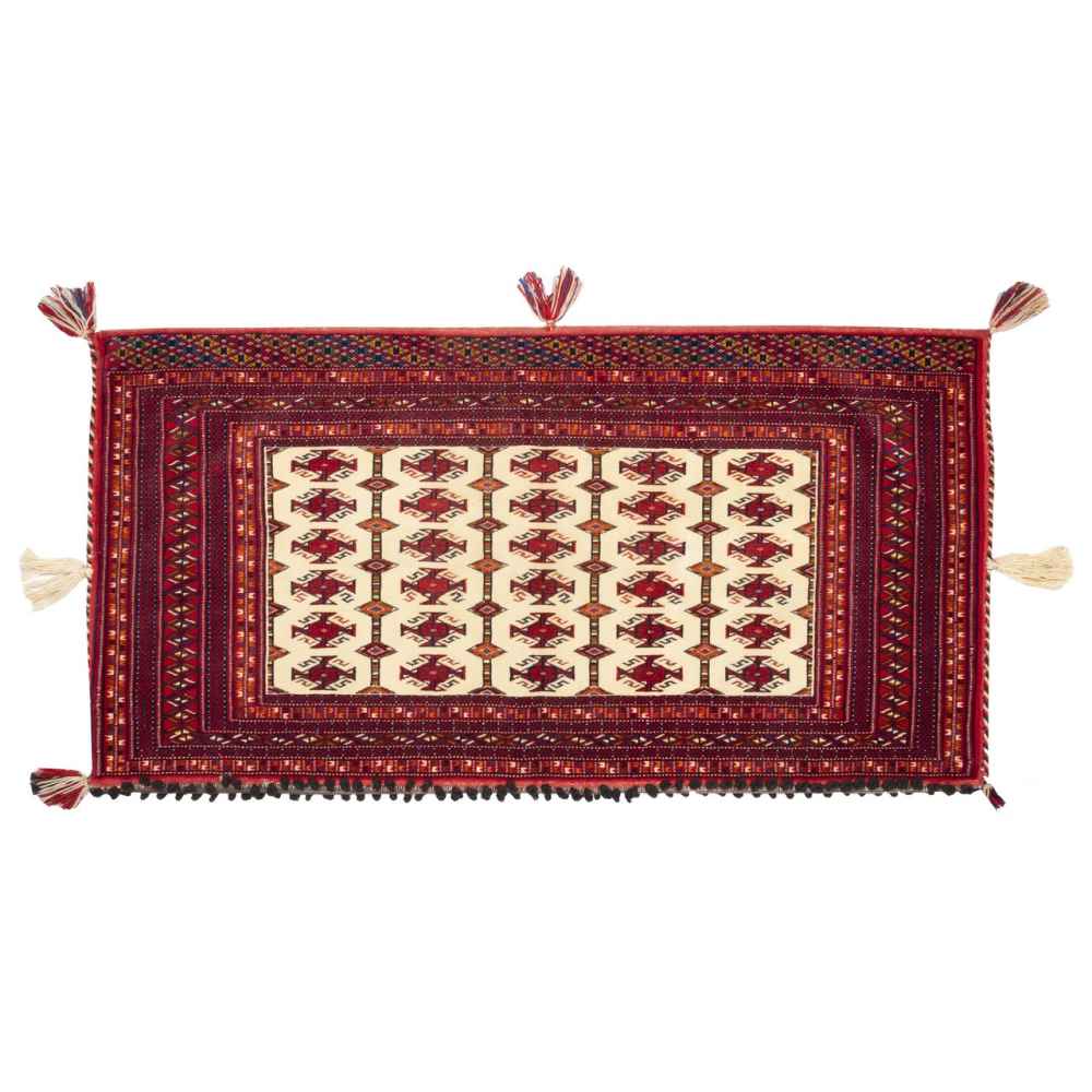 Handgewebter turkmenischer Bodenkissenbezug – Poschti, traditionell