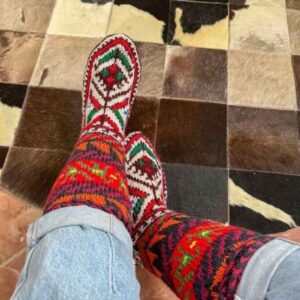 Persische handgewebte Baumwollsocken für Damen, gestrickt von Koohnavardi