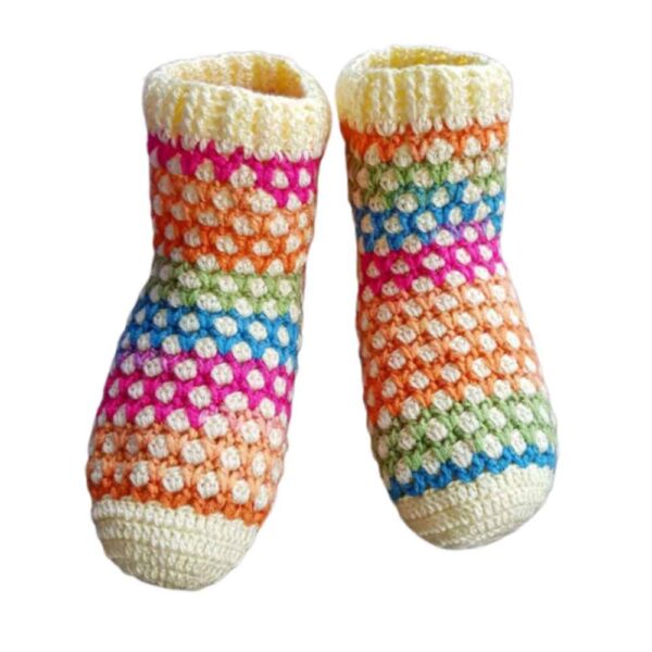 Persische handgewebte Baumwollsocken für Damen, gestrickt von Rainbow