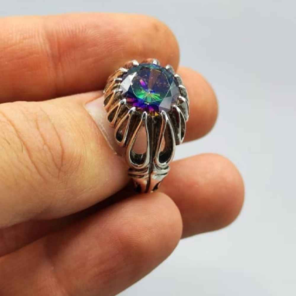 Persischer Blautopas Silberring für Herren Hadi