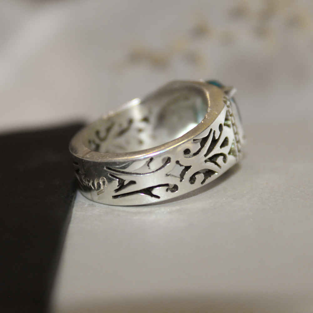 Persischer Blautopas Silberring für Herren Vala