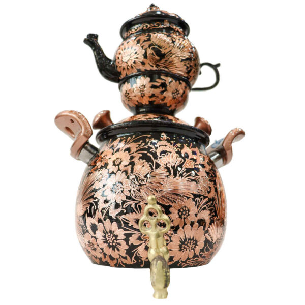 Persischer Kupferherd-Samowar Dekorativer Teekocher mit Teekanne Graviert