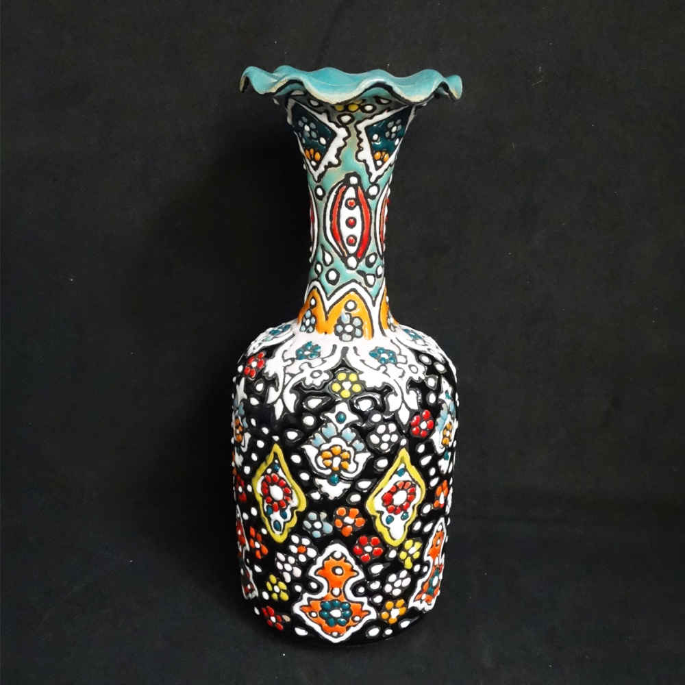 Dekorative Vase, handbemalt mit Persischer Minakari-Emaille Fazel
