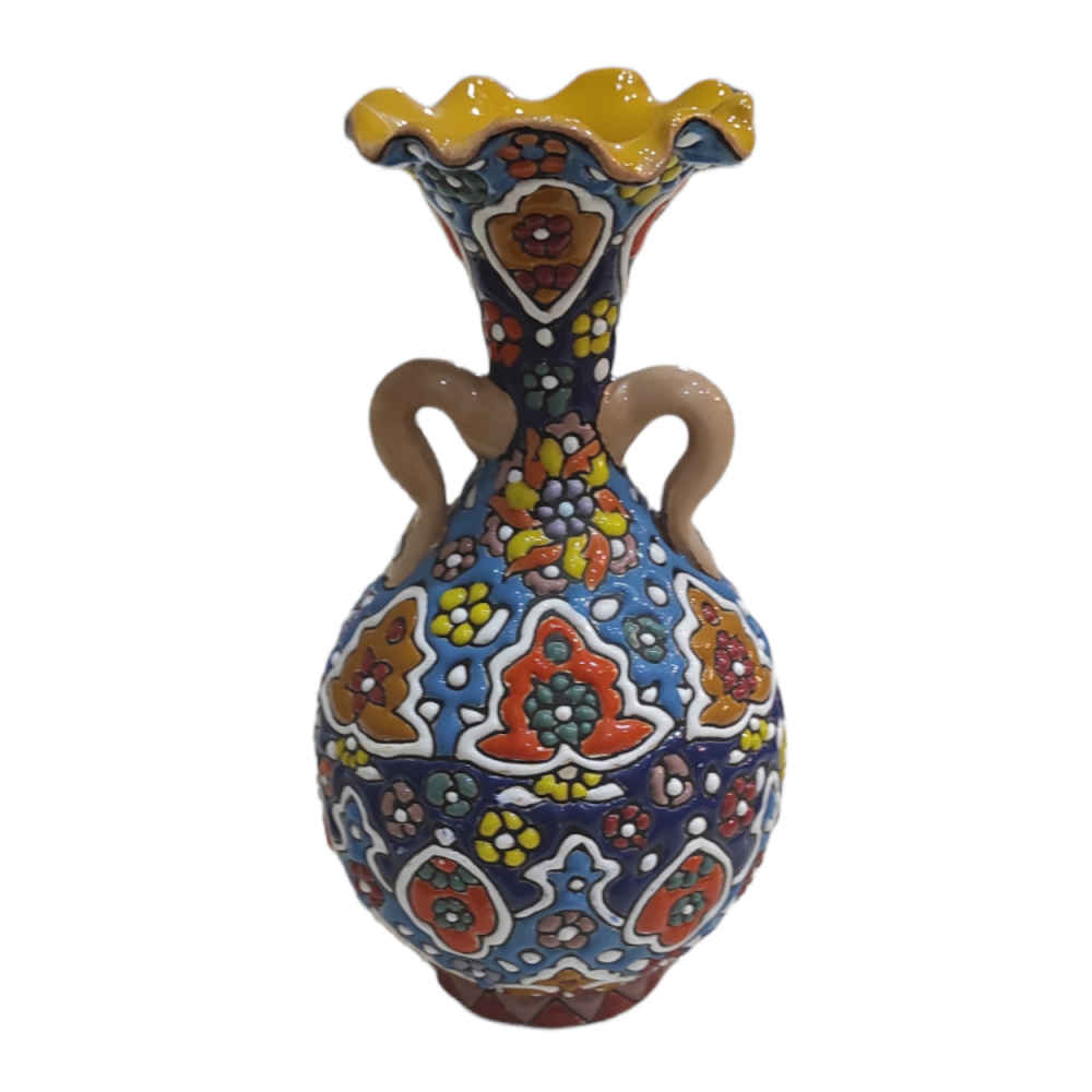 Dekorative Vase, handbemalt mit Persischer Minakari-Emaille Tanaz