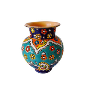 Dekorative Vase, handbemalt mit Persischer Minakari-Emaille Vahab