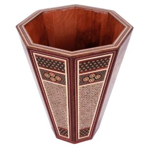 Persischer Holz-Abfalleimer – Khatamkari Blumenmotiv