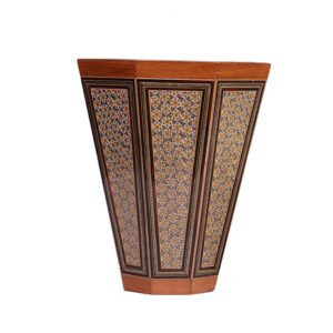 Persischer Holz-Abfalleimer – Khatamkari Geometrisches Design