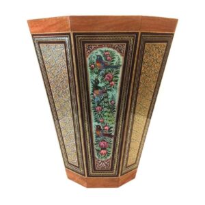 Persischer Holz-Abfalleimer – Khatamkari Golestan-Stil