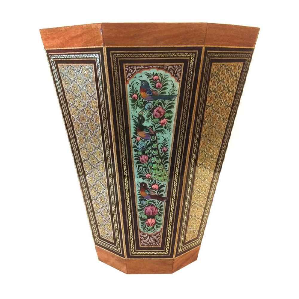Persischer Holz-Abfalleimer – Khatamkari Golestan-Stil