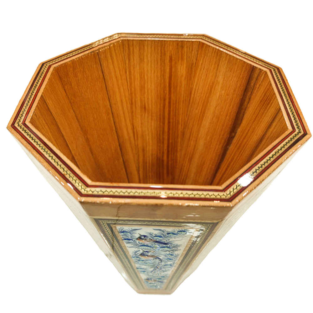 Persischer Holz-Abfalleimer – Khatamkari Kiarash Stil