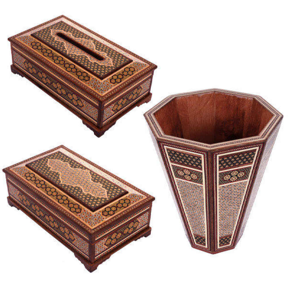 Persischer Abfalleimer & Taschentuchbox – Khatamkari Royal