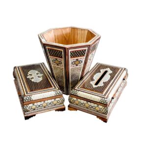 Persischer Abfalleimer & Taschentuchbox – Khatamkari Tarokh