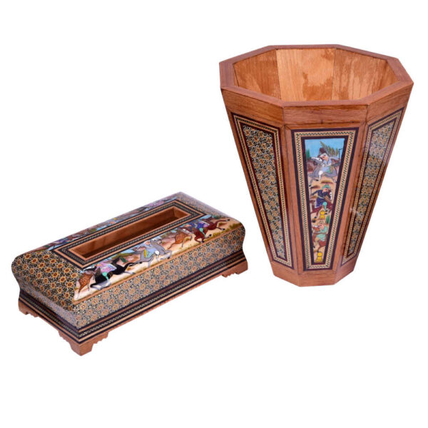 Persischer Abfalleimer & Taschentuchbox – Khatamkari Miniatur