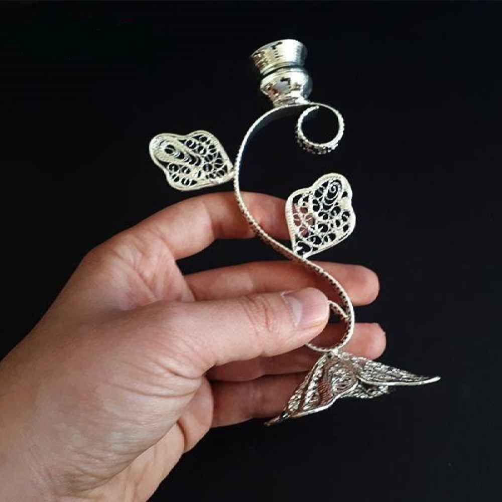 Persischer Filigran-Kerzenständer, kupferbeschichtet mit Silber-Golbarg (x2)