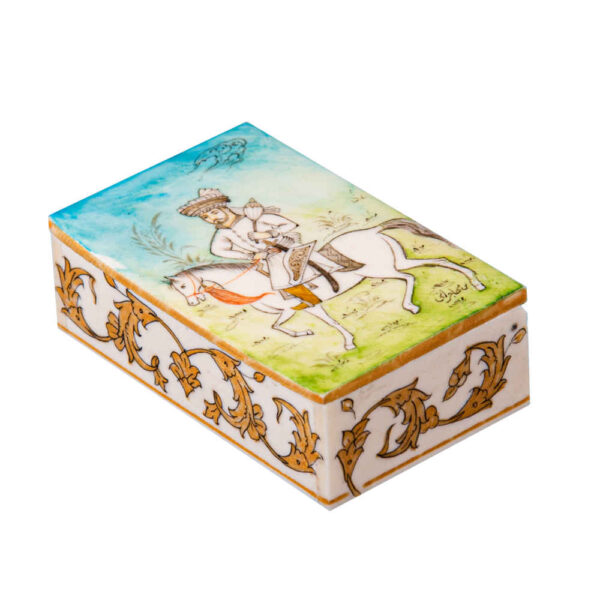 Handgefertigte Knochen-Schmuckbox mit persisch inspiriertem Arash-Muster