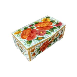 Handgefertigte Knochen-Schmuckbox mit persisch inspiriertem Karim-Muster