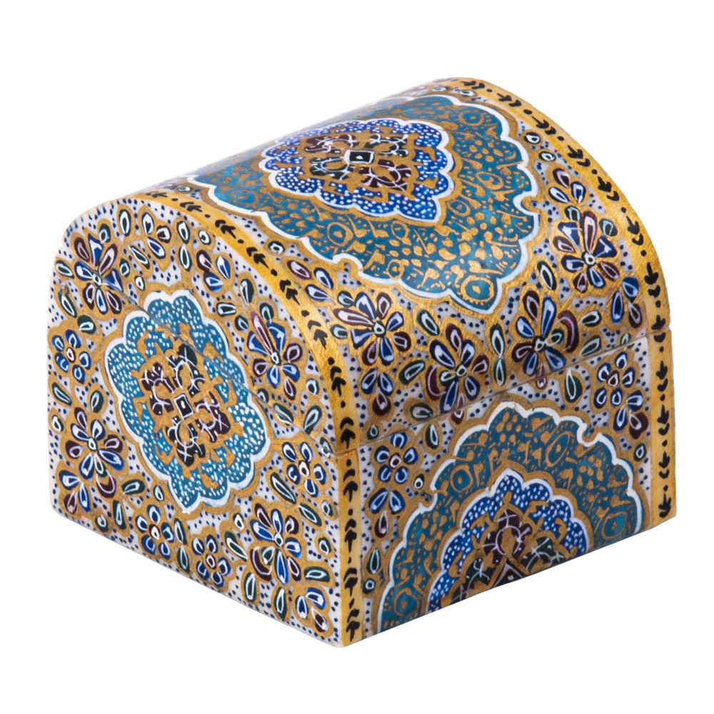 Handgefertigte Knochen-Schmuckbox mit persisch inspiriertem Majnun-Muster