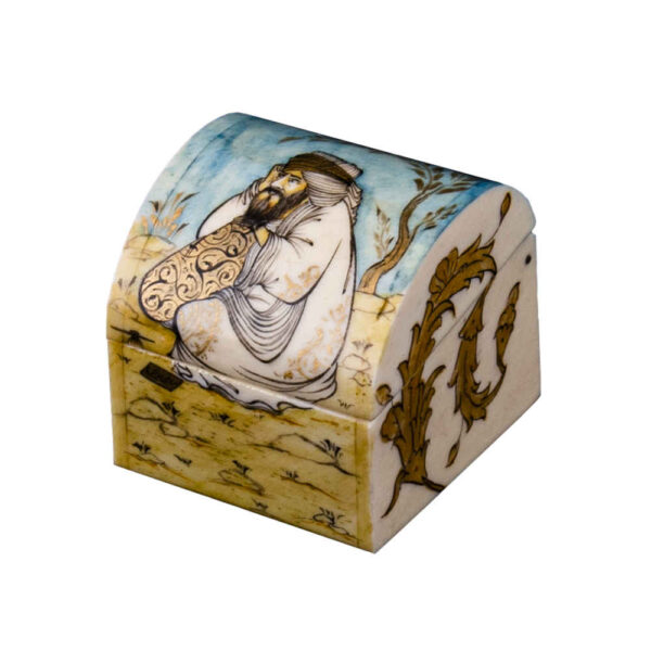 Handgefertigte Knochen-Schmuckbox mit persisch inspiriertem Misha-Muster