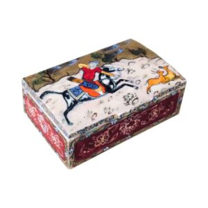 Handgefertigte Knochen-Schmuckbox mit persischem Shekar-Muster