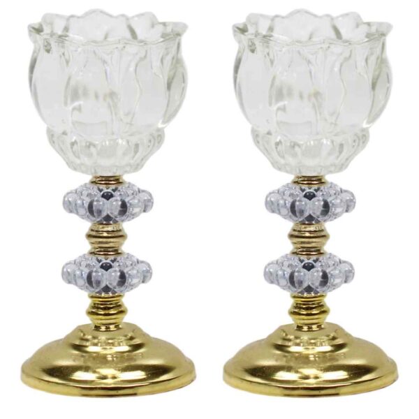 Persischer Kristall-Teelichthalter in Tulpenform, Modell Ashki (2x)