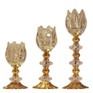 Persischer Kristall-Teelichthalter in Tulpenform, Set von 3