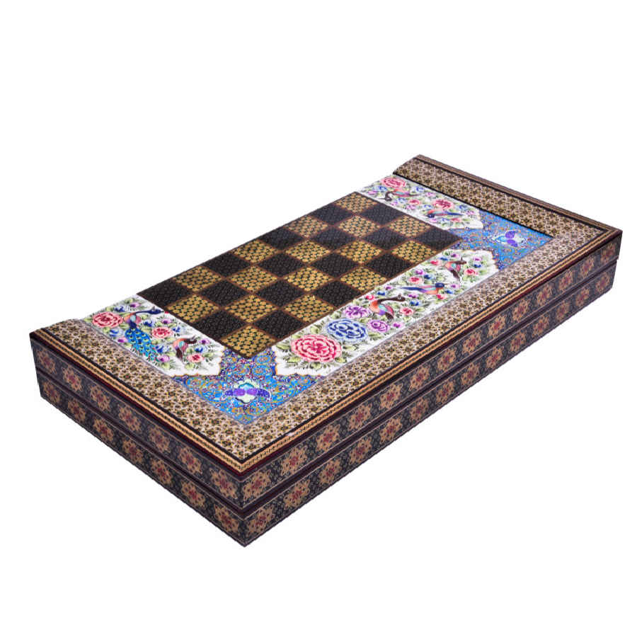 Persisches Khatamkari-Holz-Schachbrett Modell Jalal