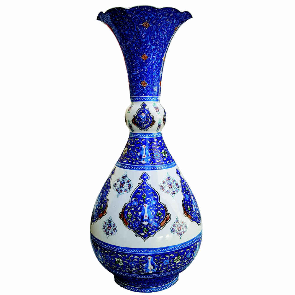Dekorative Kupfervase, handbemalt mit Persischer Minakari-Emaille Toranji