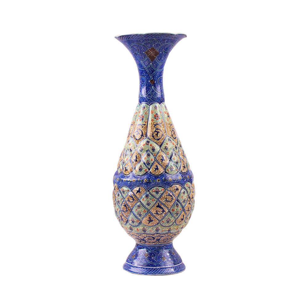 Dekorative Kupfervase, handbemalt mit Persischer Minakari-Emaille Zar