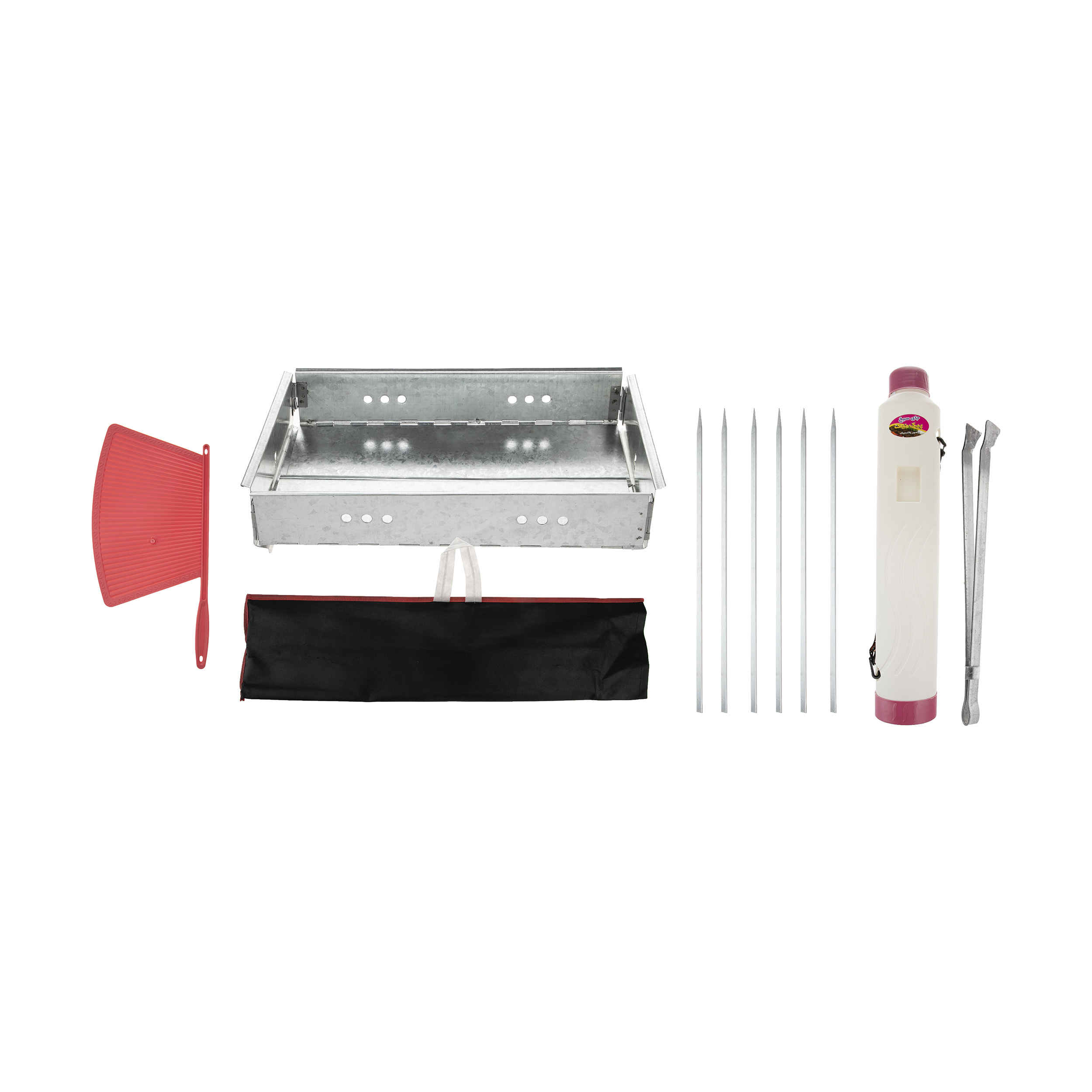 Set aus Persischem Mangal Tragbarem Holzkohlegrill - Edelstahl & Spieße