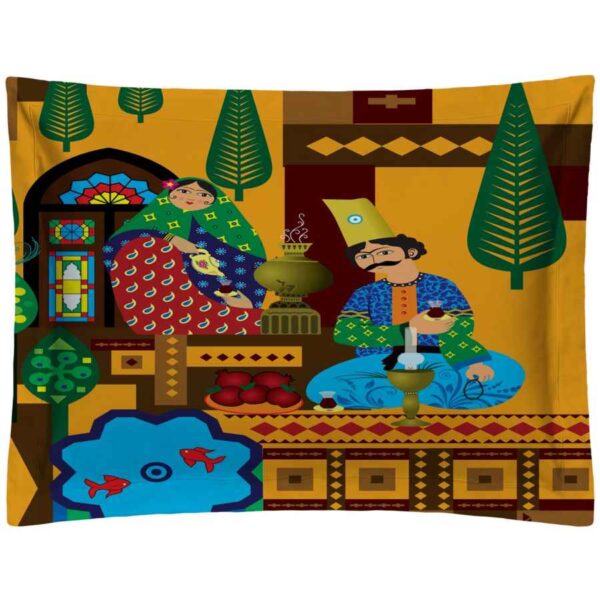 Persischer künstlerischer bildlicher Samtkissenbezug – Standardgröße Modell Khatoon (x2)