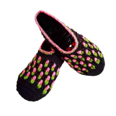 Häkelslippers für Damen aus Baumwolle, gestrickt Modell Bahar