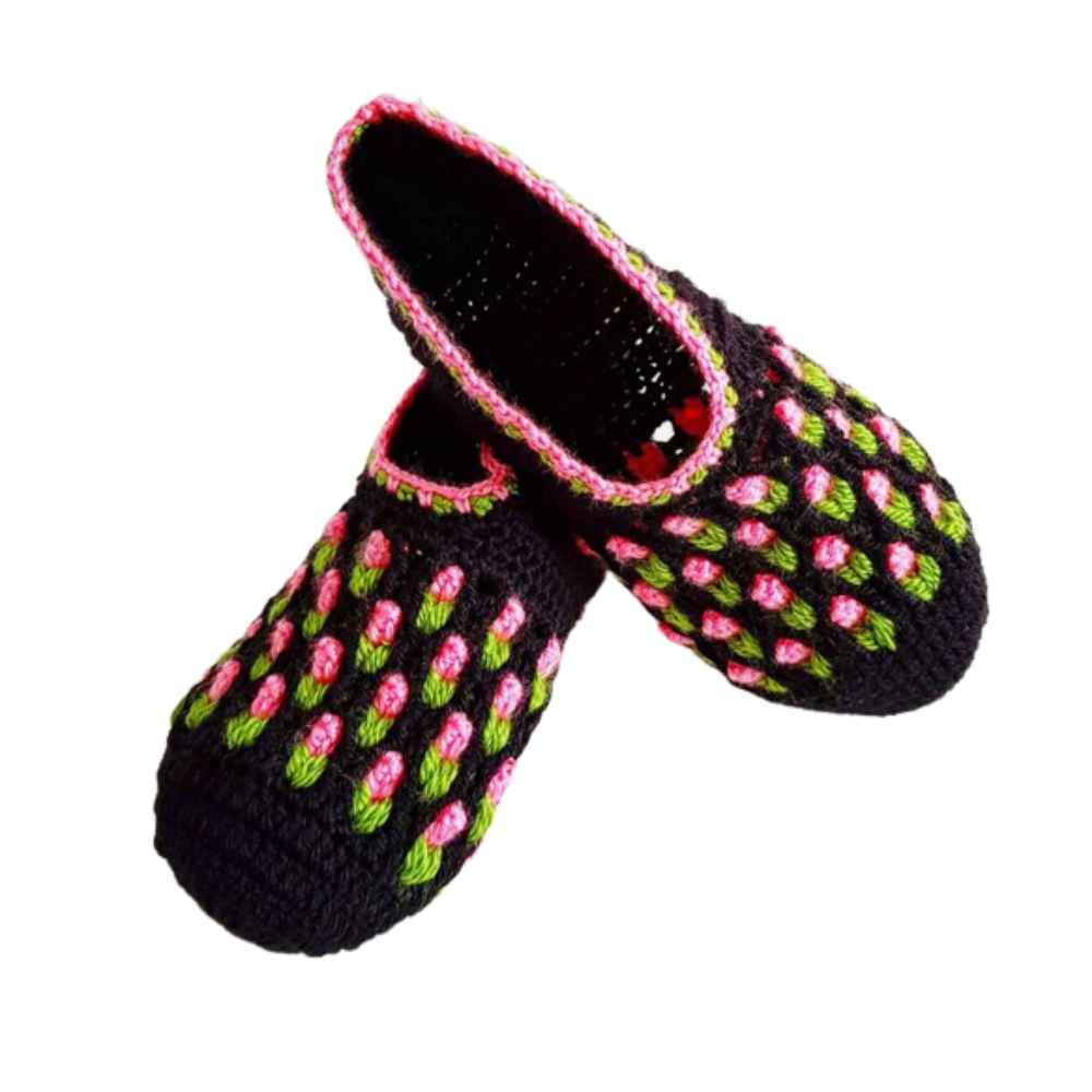 Häkelslippers für Damen aus Baumwolle, gestrickt Modell Bahar