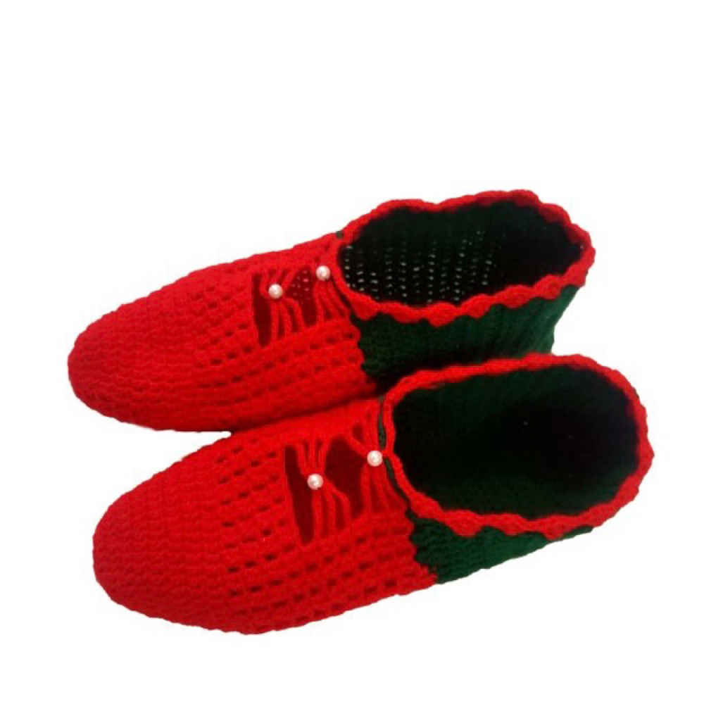 Häkelslippers für Damen aus Baumwolle, gestrickt Modell Elika