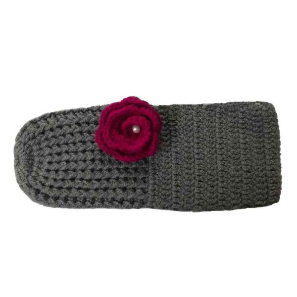 Häkelslippers für Damen aus Acrylfaser, gestrickt mit Blumenmuster