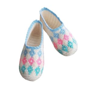 Häkelslippers für Damen aus Baumwolle, gestrickt Modell Helia